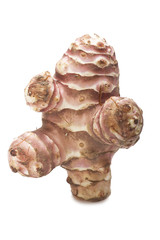 Jerusalem artichoke, topinambur close up on the white