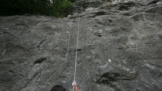 HD1080p: Young man rock climbing in nature