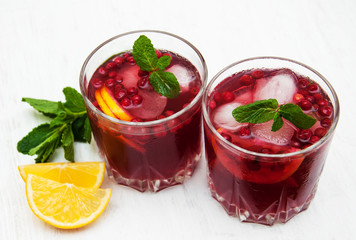 Cranberry cocktail with mint