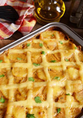 Casserole with potatoes, cheese and meat