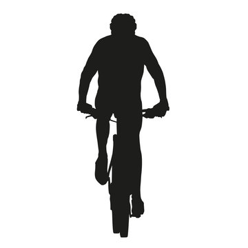 Isolated vector mountain biker silhouette