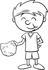 boy with cookie coloring page
