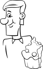 man with cupcake coloring page