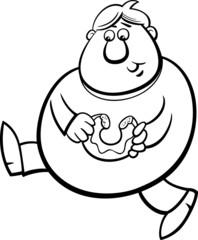 man with donut coloring page