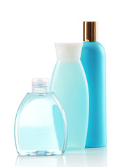 Cosmetic bottles isolated on white background