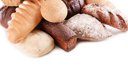 Different bread isolated on white