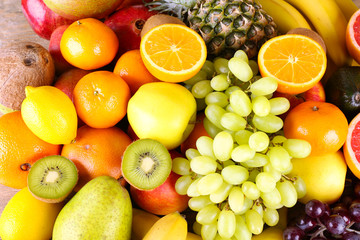 Assortment of exotic fruits close-up