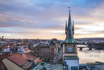 Obraz premium View from the top of the Charles bridge tower over the old town