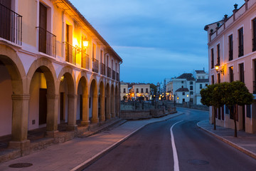 Morning view of   street with bridge. Ronda