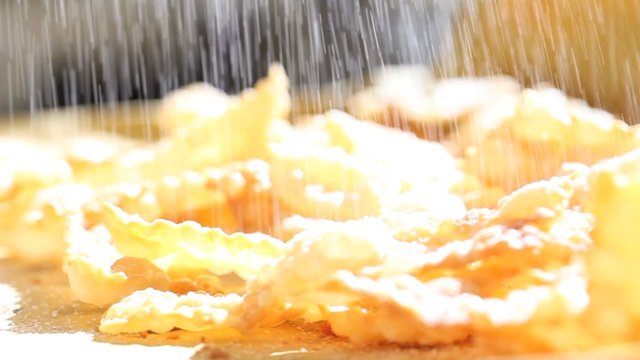 pastry pour sugar on crostoli