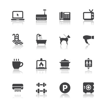 Hotel And Hotel Amenities Services Icons