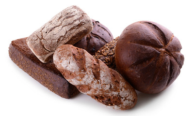 Different bread isolated on white
