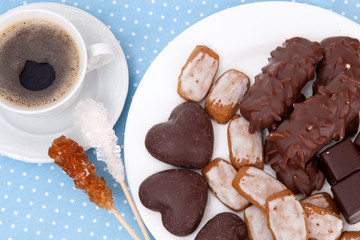 Cup of espresso and sweets
