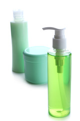 Cosmetic bottles isolated on white