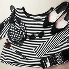 Fashionable female clothing and accessories