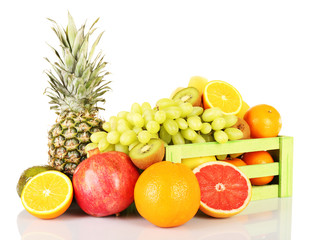 Assortment of exotic fruits isolated on white