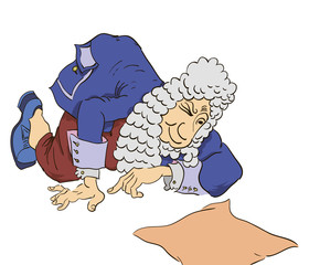 Gentleman kneeling reading