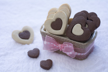 Chocolate and Vanilla Heart Cookies