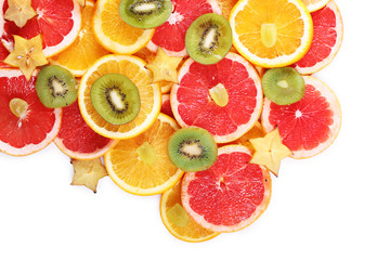 Sliced fruits isolated on white