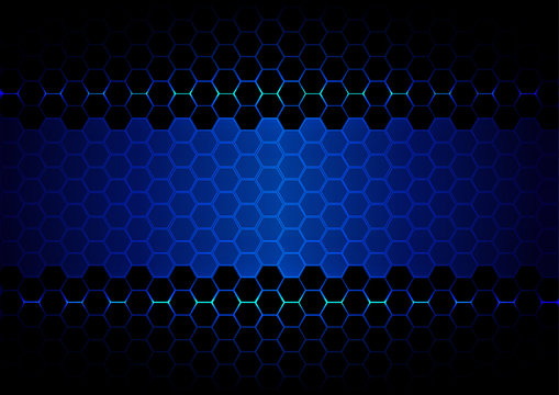 abstract hexagon blue light and black light technology © mrspopman