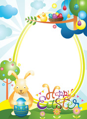 Obraz premium Easter with Bunny and Eggs Frame