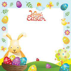 Easter with Bunny and Eggs Frame