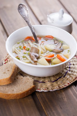 Soup with pasta and vegetables