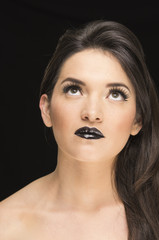 beautiful young woman wearing goth makeup