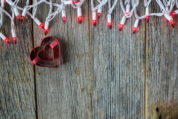 Valentine's Day Top Down Background Blurred with Hearts and Ligh