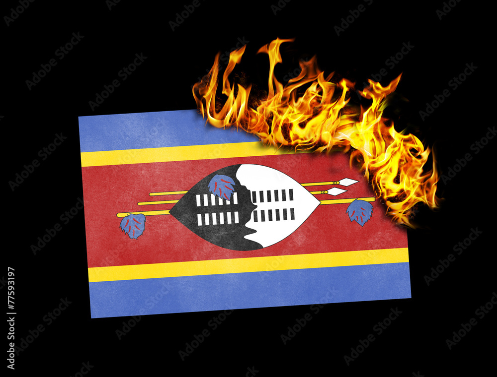 Wall mural flag burning - swaziland