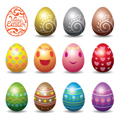 Easter Eggs Icons and Illustration Set
