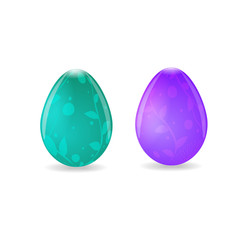 Two easter eggs with floral decoration on a white background