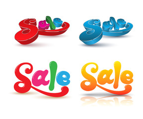 SALE text design set. Vector illustration for promotion.