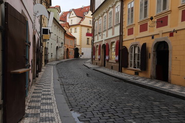 Typical street in Prague, Czech Republic
