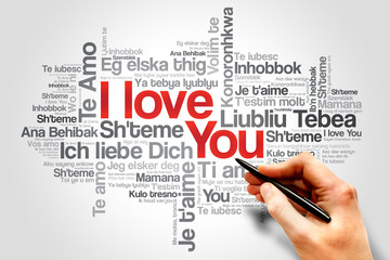 I Love You greeting card. Valentine's day concept word cloud