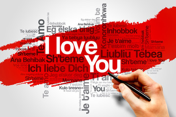 I Love You greeting card. Valentine's day concept word cloud