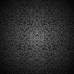 Black Seamless floral Pattern.