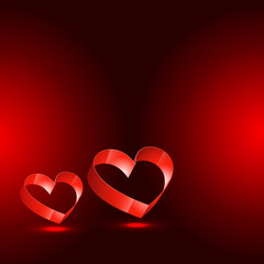 red hearts in red background