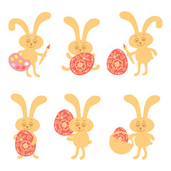 Set of cute easter bunny