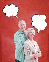 Composite image of happy mature couple embracing each other