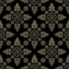 Golden seamless pattern. Floral elements, ornate background. Editable vector file.