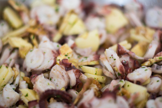 light cuisine, apple octopus and artichokes