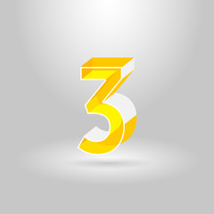 Isometric Alphabet Font.Number 3.Vector illustration