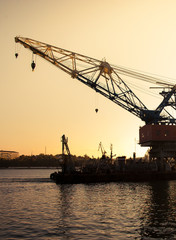 sea port at sunset