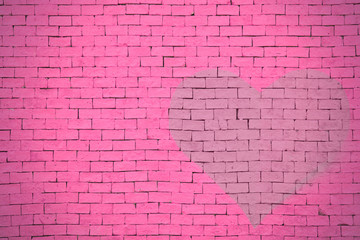 Plakat brick wall graffiti heart, valentines day background