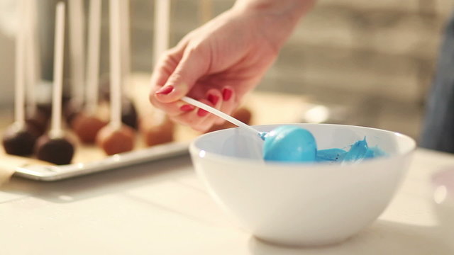 Process of baking homemade cake pops