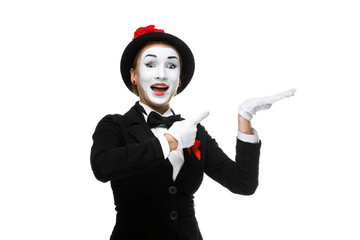 Portrait of the surprised and joyful mime