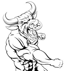 Tough bull character punching