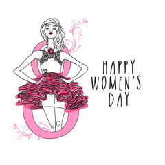 International Women's Day celebration with young slim girl.