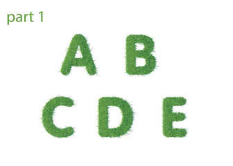 Caps letter text of green grass part one